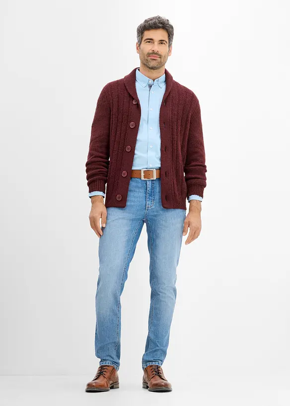Cardigan med ribbstickat m&ouml;nster, bonprix
