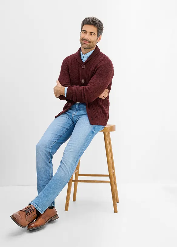 Cardigan med ribbstickat m&ouml;nster, bonprix