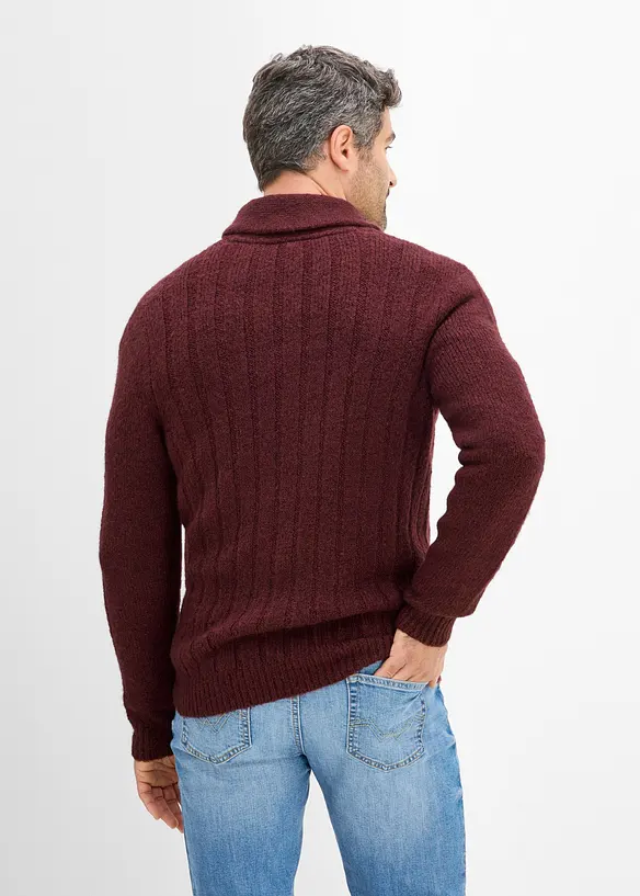 Cardigan med ribbstickat m&ouml;nster, bonprix