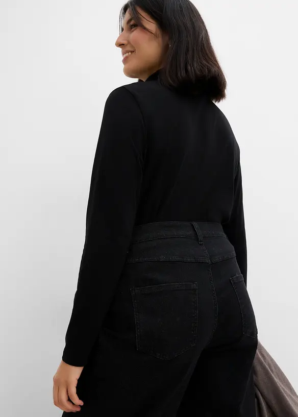 Wide Leg Jeans High Waist, med nitar, bonprix