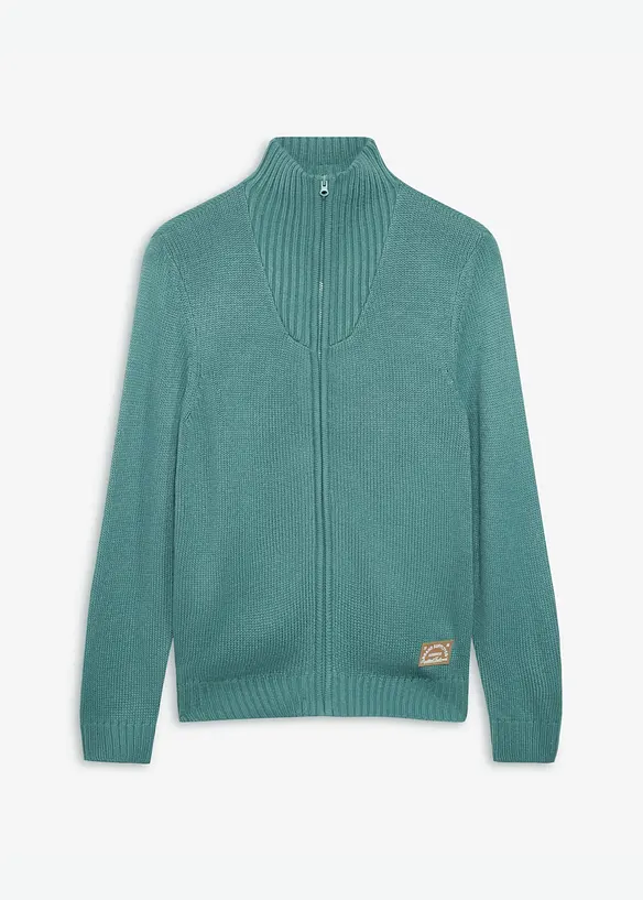 Grovstickad cardigan med st&aring;krage, bonprix