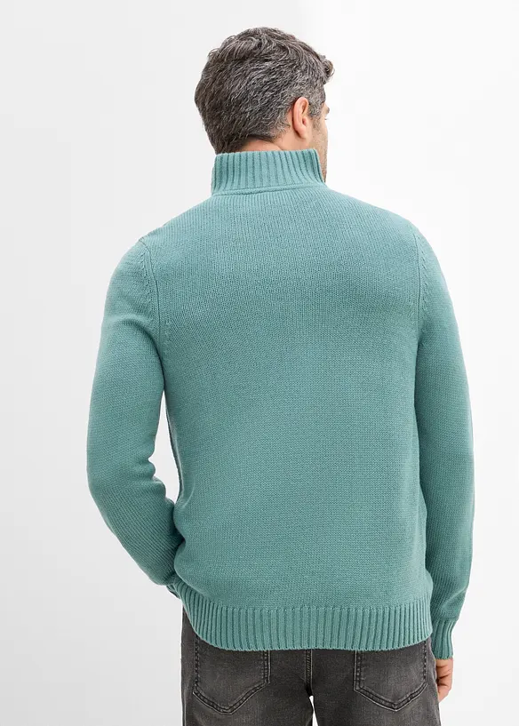 Grovstickad cardigan med st&aring;krage, bonprix