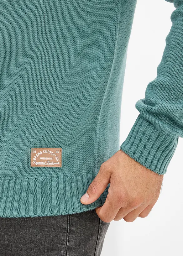 Grovstickad cardigan med st&aring;krage, bonprix