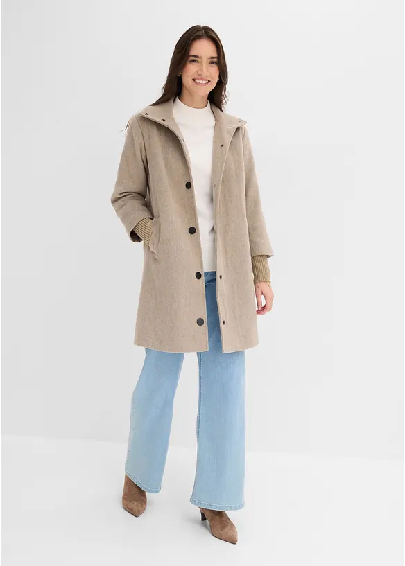 Kort kappa med yllelook, bonprix
