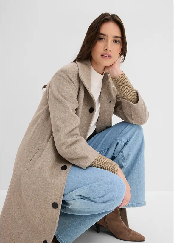 Kort kappa med yllelook, bonprix
