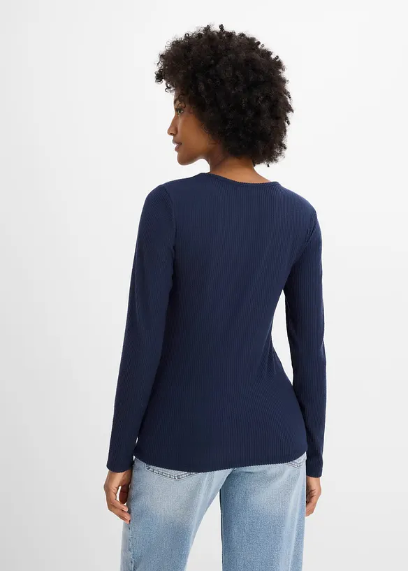 V&auml;rmande topp i ribbstickat material, bonprix