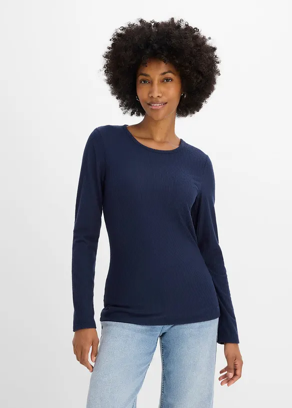 V&auml;rmande topp i ribbstickat material, bonprix
