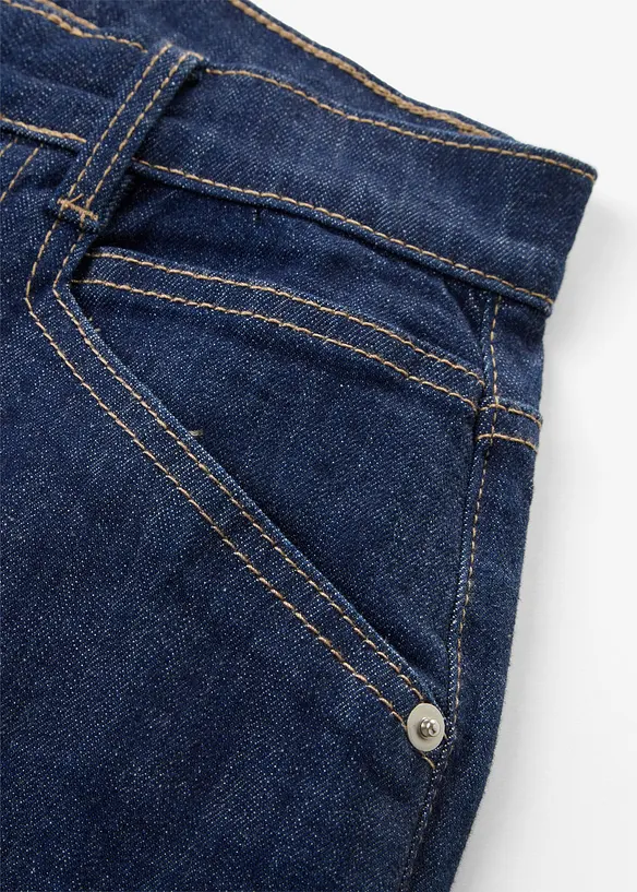 Wide Leg Jeans Mid Waist, med p&aring;sydda fickor, bonprix
