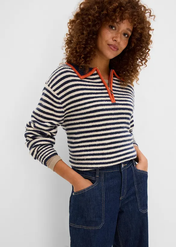 Wide Leg Jeans Mid Waist, med p&aring;sydda fickor, bonprix