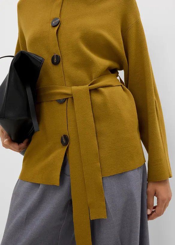 Cardigan med knytsk&auml;rp i viskosmix, bonprix
