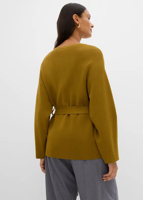 Cardigan med knytsk&auml;rp i viskosmix, bonprix