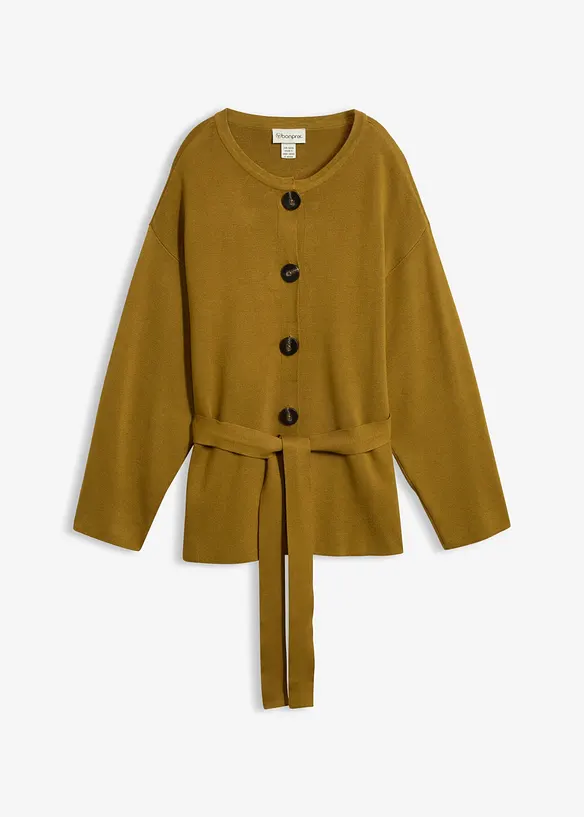 Cardigan med knytsk&auml;rp i viskosmix, bonprix