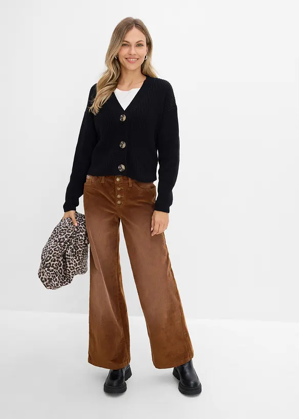 Grovstickad cardigan i bomull, bonprix