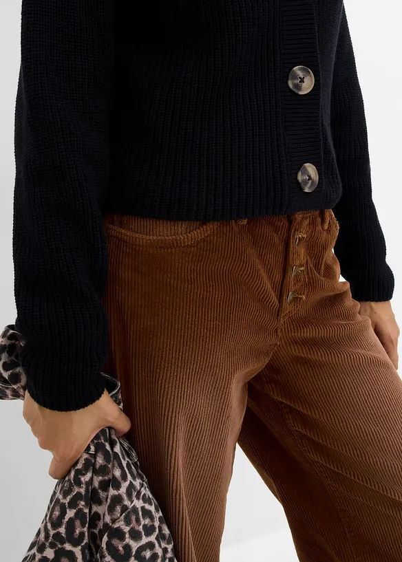 Grovstickad cardigan i bomull, bonprix