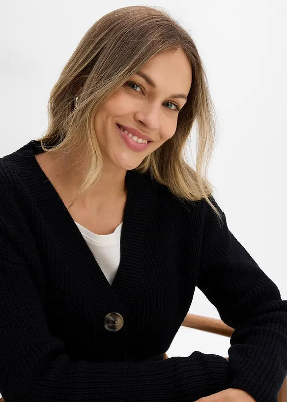 Grovstickad cardigan i bomull, bonprix