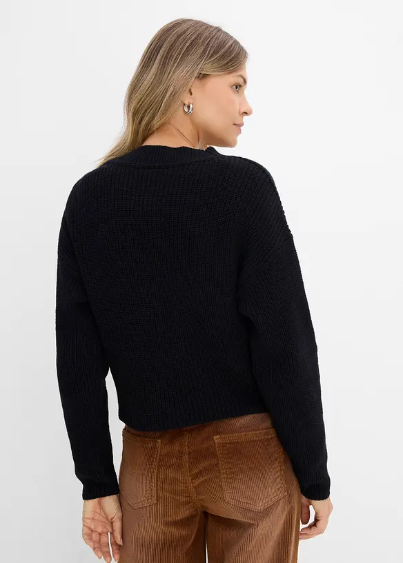 Grovstickad cardigan i bomull, bonprix
