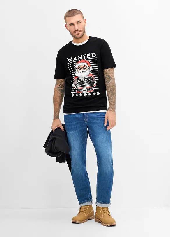 T-shirt i ekologisk bomull med julmotiv, bonprix