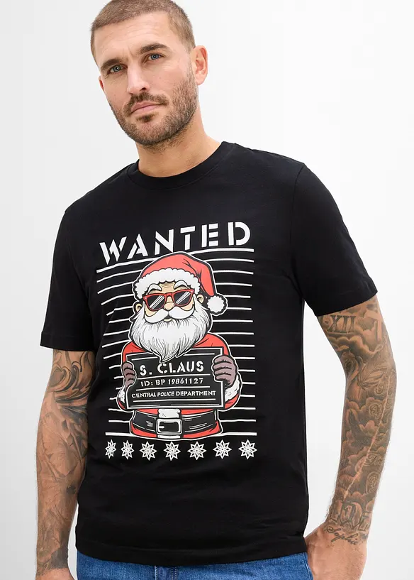 T-shirt i ekologisk bomull med julmotiv, bonprix