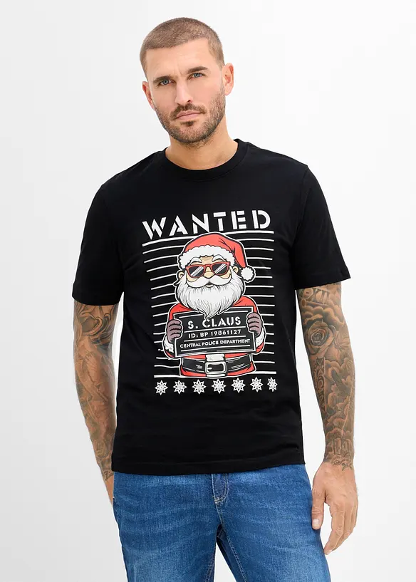 T-shirt i ekologisk bomull med julmotiv, bonprix
