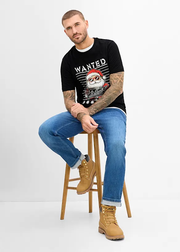 T-shirt i ekologisk bomull med julmotiv, bonprix