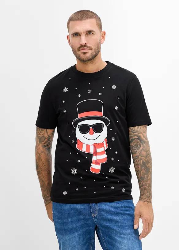 T-shirt med jultryck, av ekologisk bomull, bonprix