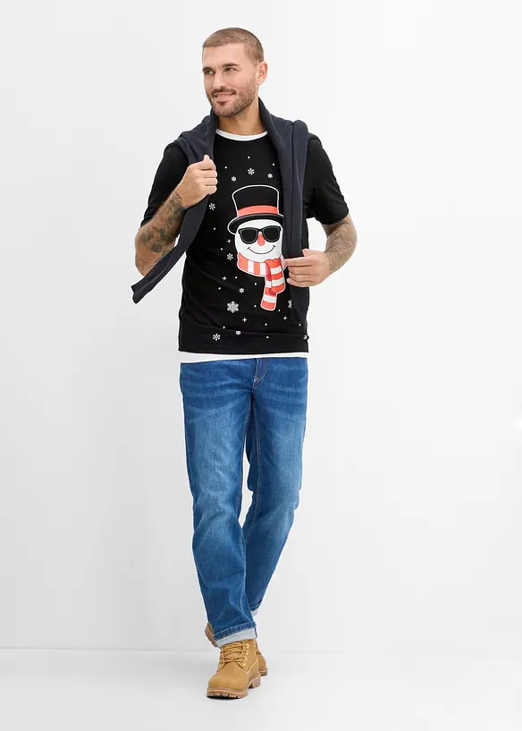 T-shirt med jultryck, av ekologisk bomull, bonprix