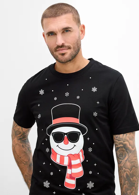 T-shirt med jultryck, av ekologisk bomull, bonprix