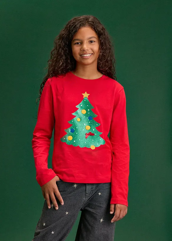 L&aring;ng&auml;rmad topp med julmotiv (2-pack), bonprix