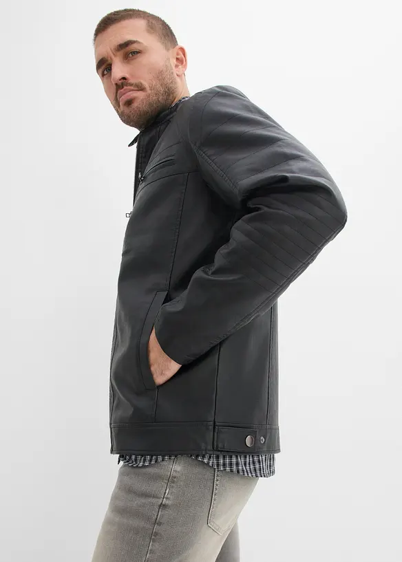 Jacka i skinnimititation, normal passform, bonprix