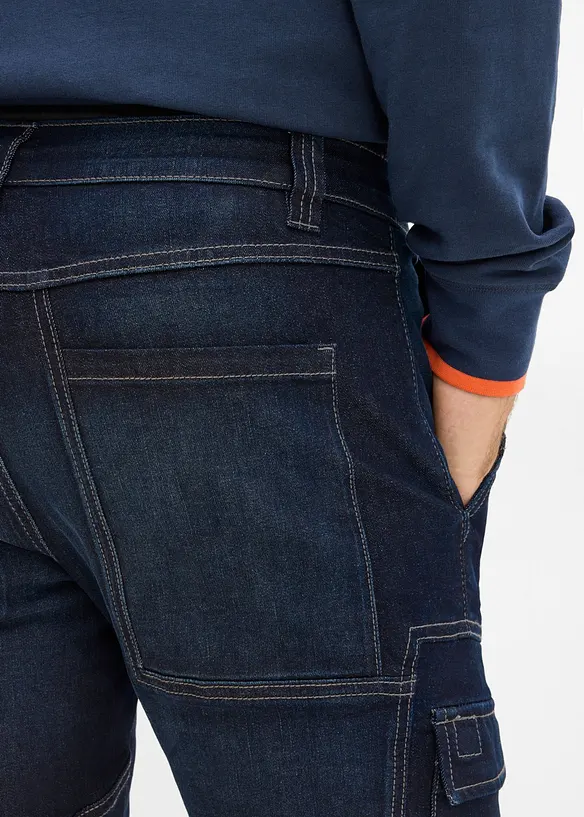 Cargo Jeans med flanellfoder och res&aring;r i midjan, Regular Fit, Straight, bonprix