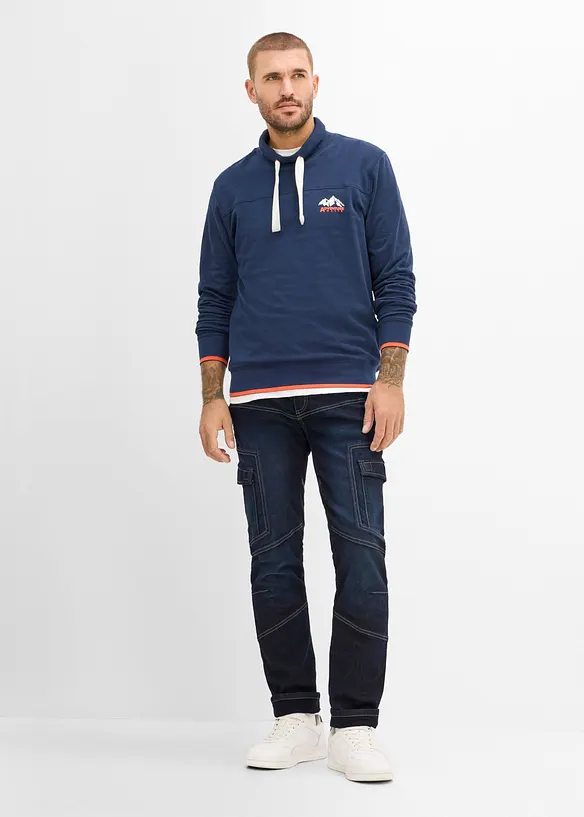 Cargo Jeans med flanellfoder och res&aring;r i midjan, Regular Fit, Straight, bonprix