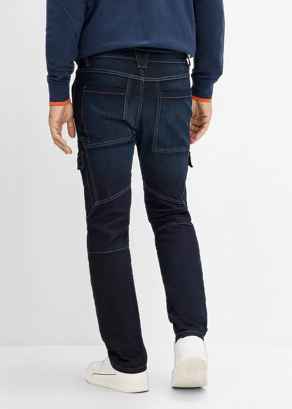 Cargo Jeans med flanellfoder och res&aring;r i midjan, Regular Fit, Straight, bonprix
