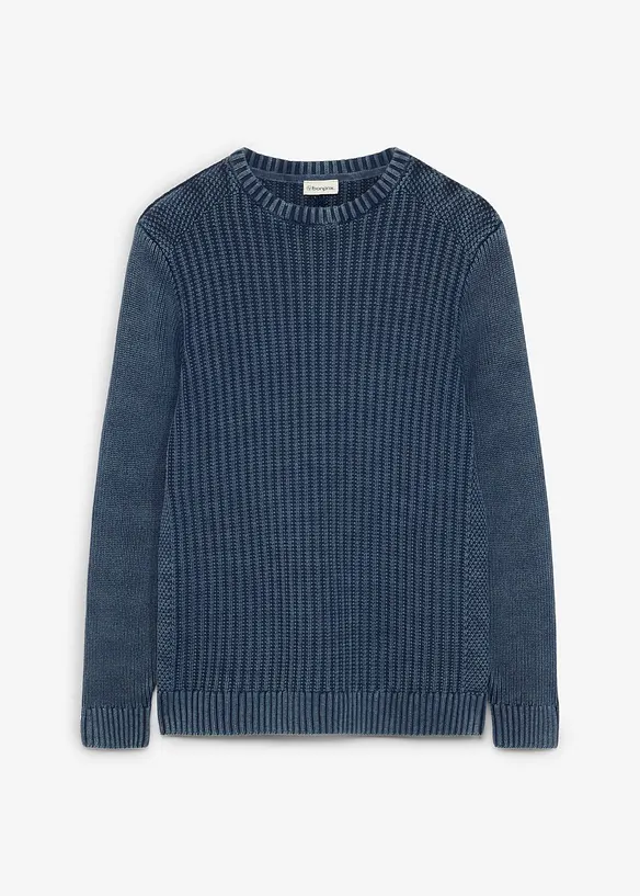 Grovstickad tr&ouml;ja i bomull med used-look, bonprix
