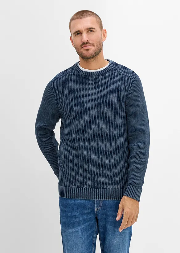 Grovstickad tr&ouml;ja i bomull med used-look, bonprix