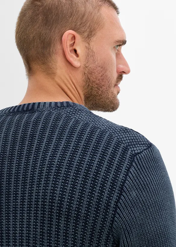 Grovstickad tr&ouml;ja i bomull med used-look, bonprix
