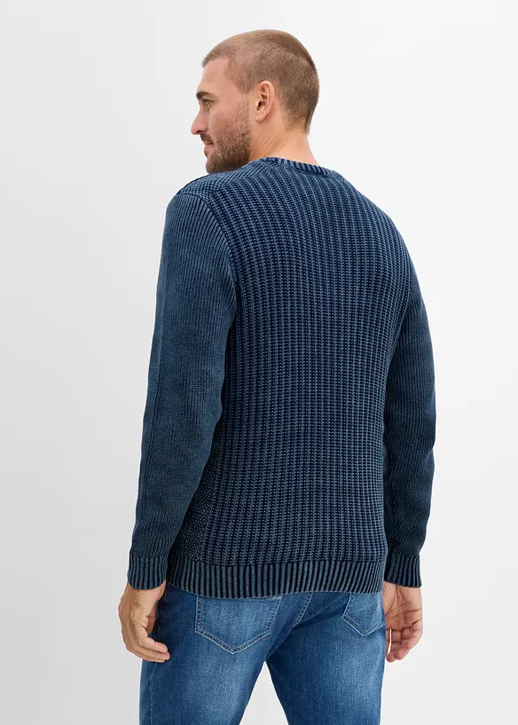 Grovstickad tr&ouml;ja i bomull med used-look, bonprix
