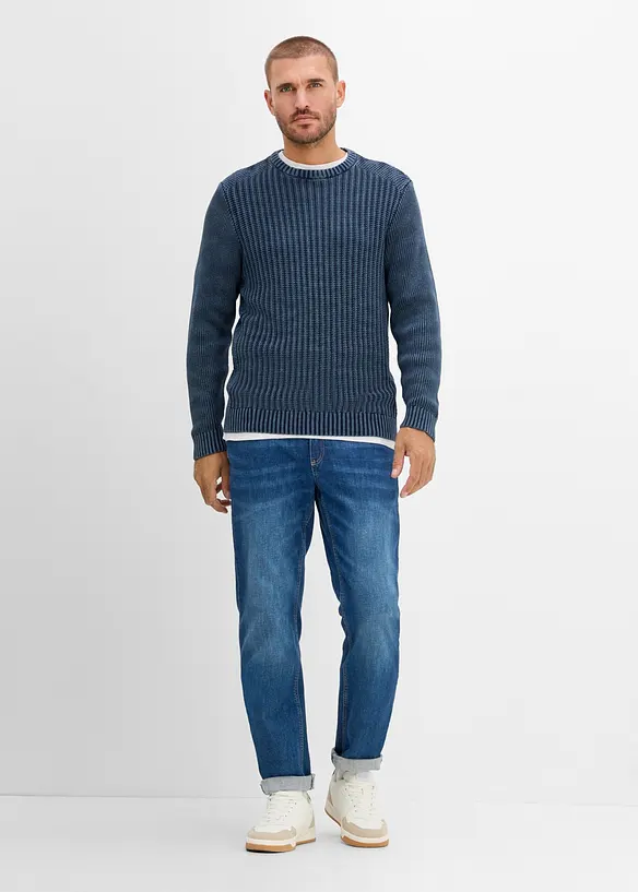 Grovstickad tr&ouml;ja i bomull med used-look, bonprix