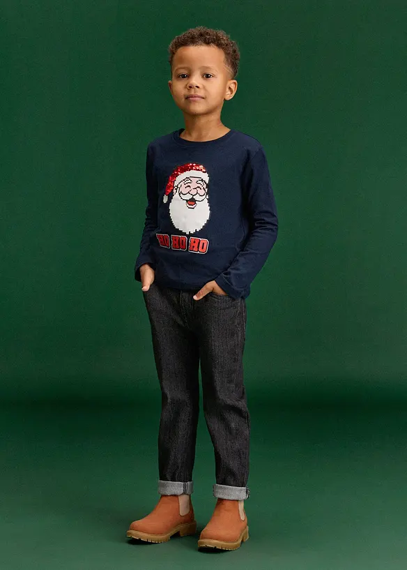 L&aring;ng&auml;rmad T-shirt med v&auml;ndbara paljetter, bonprix