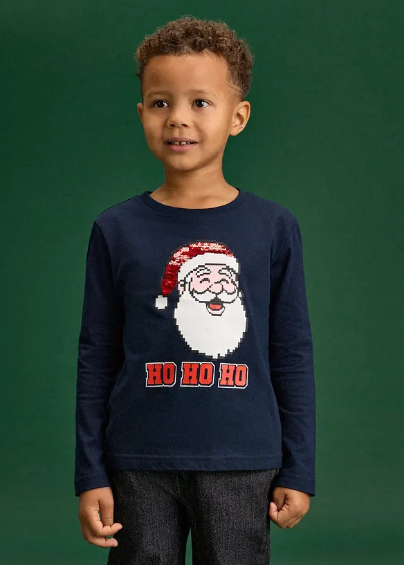 L&aring;ng&auml;rmad T-shirt med v&auml;ndbara paljetter, bonprix