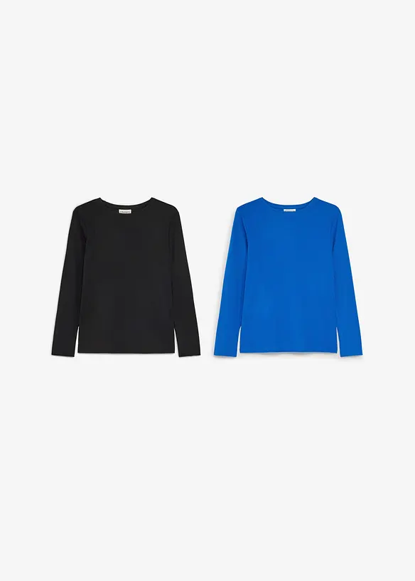 L&aring;ng&auml;rmad T-shirt i v&auml;rmande material (2-pack), bonprix
