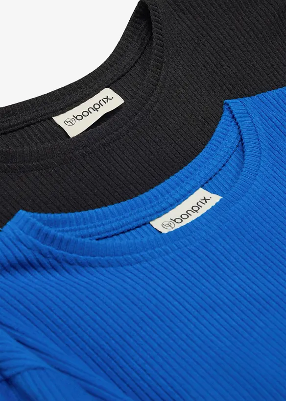 L&aring;ng&auml;rmad T-shirt i v&auml;rmande material (2-pack), bonprix