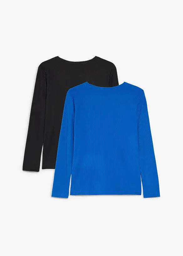 L&aring;ng&auml;rmad T-shirt i v&auml;rmande material (2-pack), bonprix