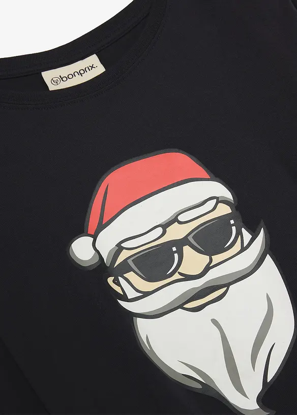 L&aring;ng&auml;rmad T-shirt i ekologisk bomull med julmotiv, bonprix