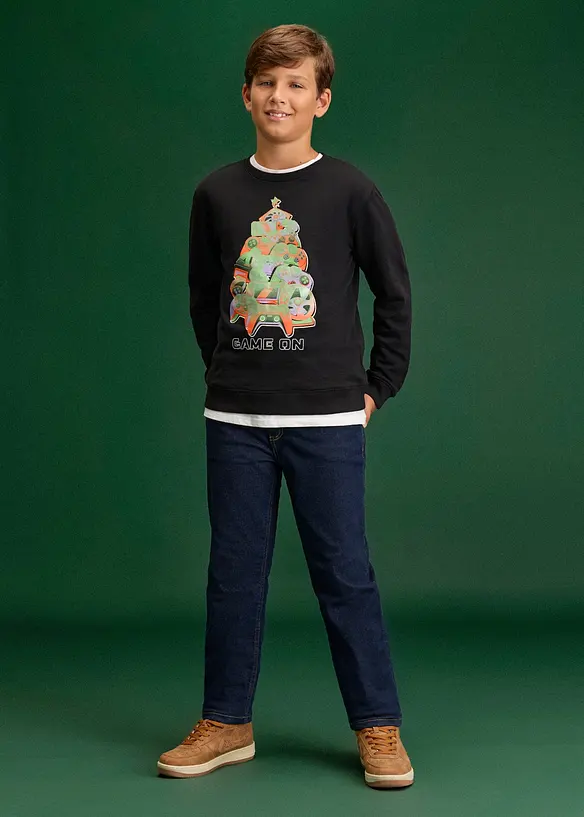 Sweatshirt i ekologisk bomull med julmotiv, bonprix