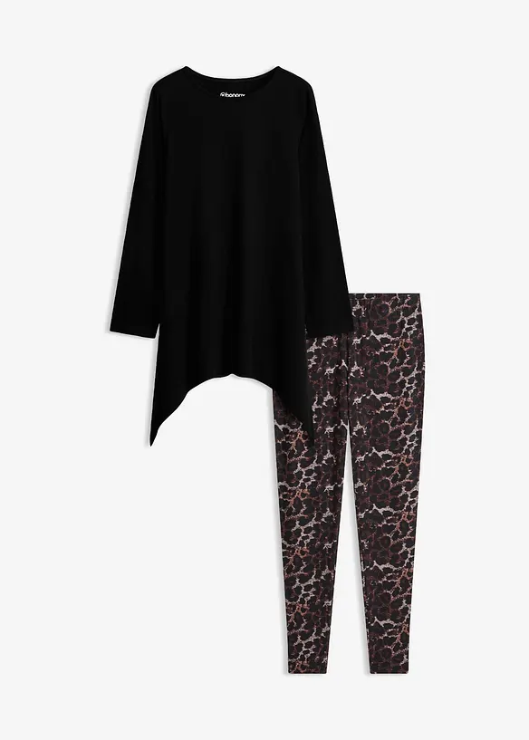 Pyjamas av mjuk bomull och leggings, bonprix