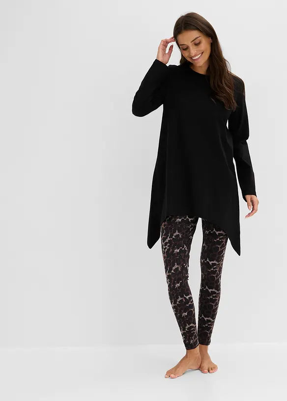 Pyjamas av mjuk bomull och leggings, bonprix