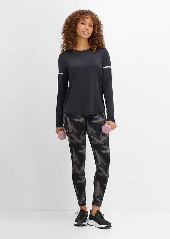 V&auml;rmande tr&auml;ningsleggings med mobilficka, snabbtorkande, bonprix