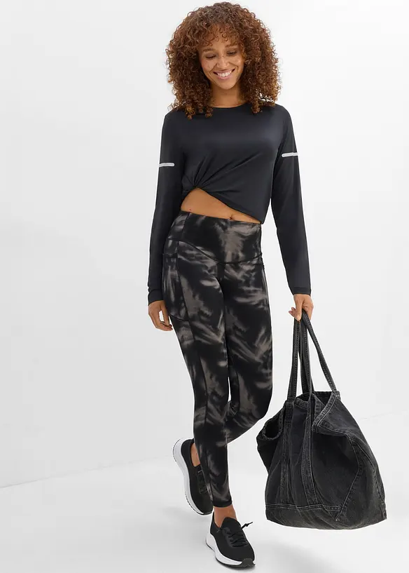 V&auml;rmande tr&auml;ningsleggings med mobilficka, snabbtorkande, bonprix