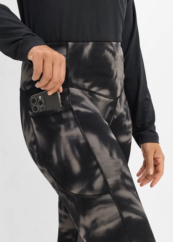 V&auml;rmande tr&auml;ningsleggings med mobilficka, snabbtorkande, bonprix
