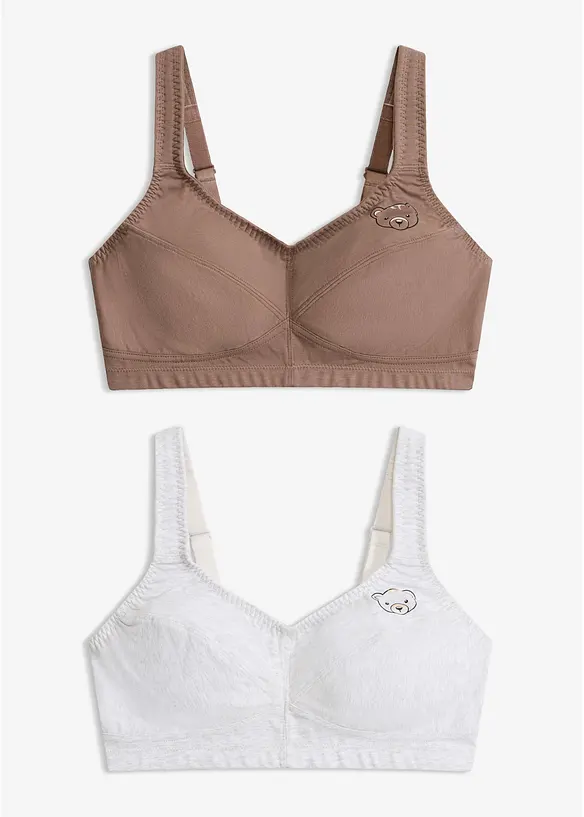 BH utan bygel med ekologisk bomull (2-pack), bonprix